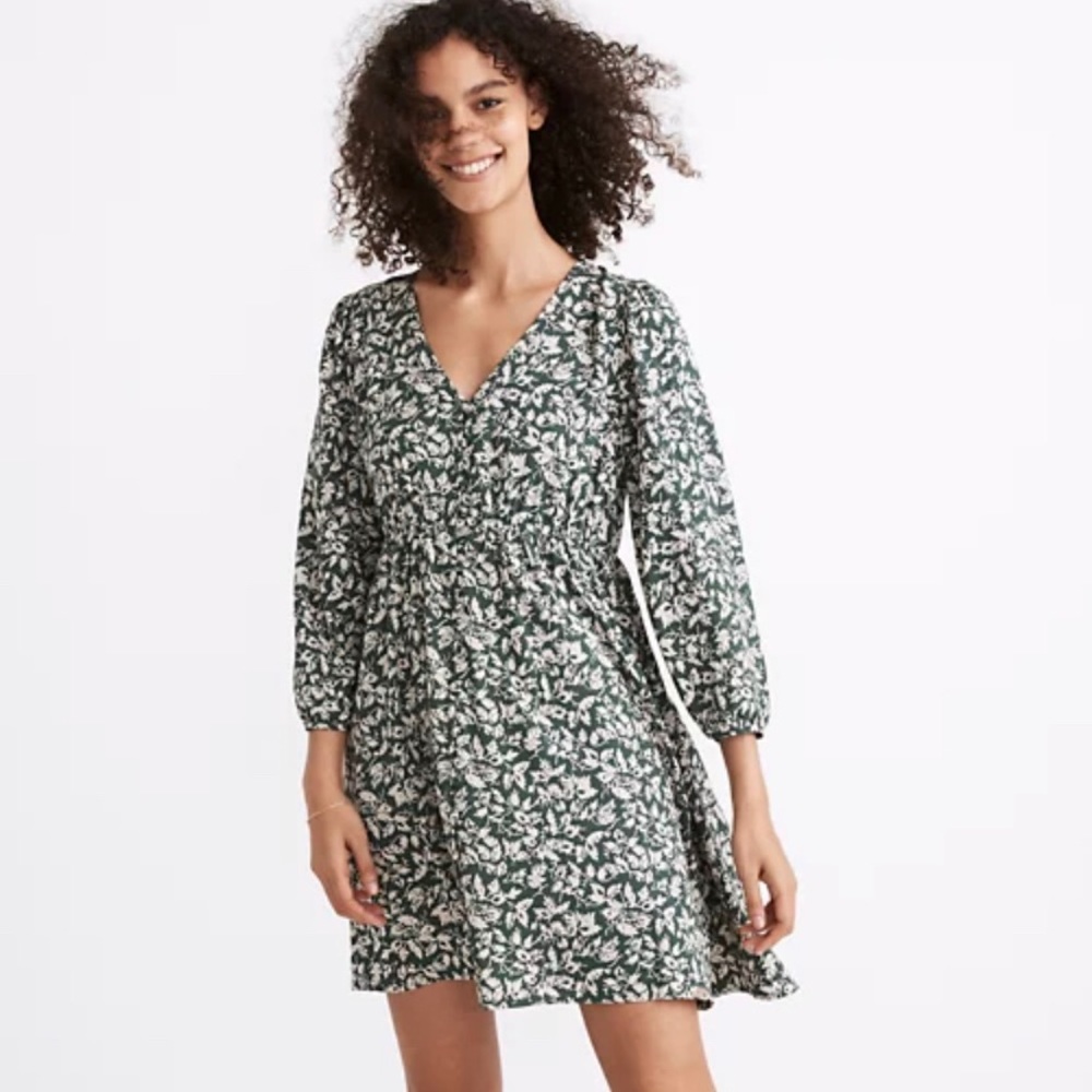 V-neck Button Front mini dress